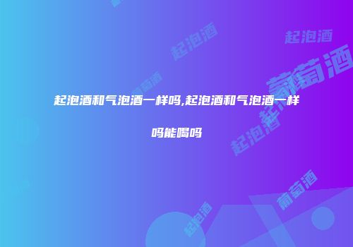 起泡酒和气泡酒一样吗,起泡酒和气泡酒一样吗能喝吗
