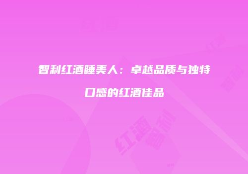 智利红酒睡美人：卓越品质与独特口感的红酒佳品