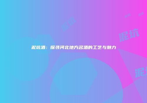 泥坑酒：探寻河北地方名酒的工艺与魅力