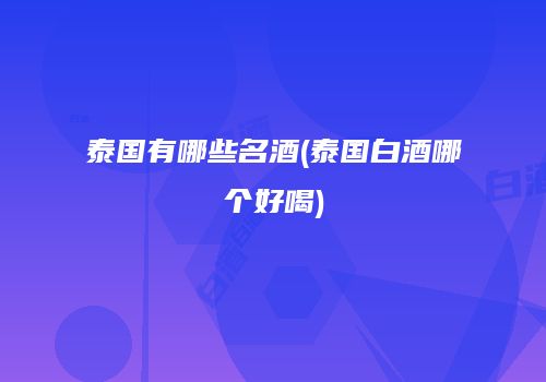 泰国有哪些名酒(泰国白酒哪个好喝)