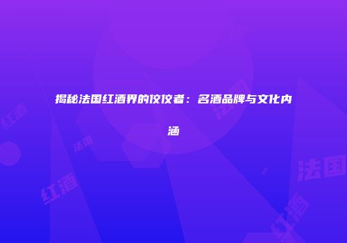 揭秘法国红酒界的佼佼者：名酒品牌与文化内涵