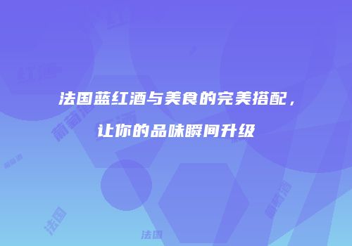 法国蓝红酒与美食的完美搭配，让你的品味瞬间升级