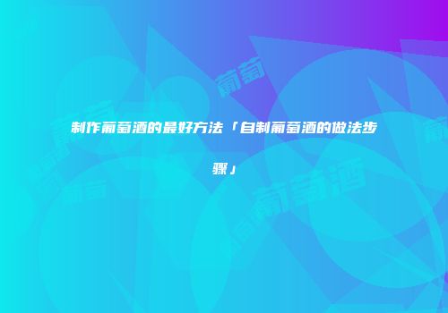 制作葡萄酒的最好方法「自制葡萄酒的做法步骤」