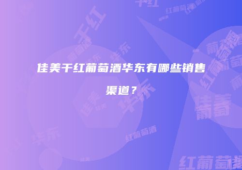 佳美干红葡萄酒华东有哪些销售渠道？