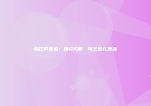 榴住青春酒：独特风味，聚会送礼佳选