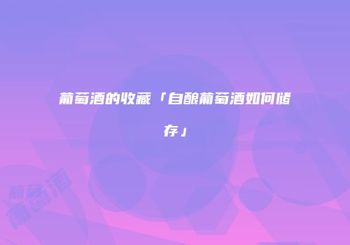 葡萄酒的收藏「自酿葡萄酒如何储存」