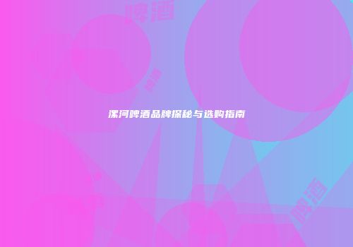 漯河啤酒品牌探秘与选购指南