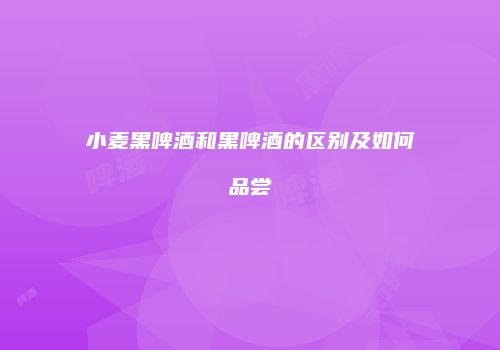小麦黑啤酒和黑啤酒的区别及如何品尝