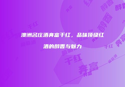 澳洲名庄酒奔富干红，品味顶级红酒的醇香与魅力