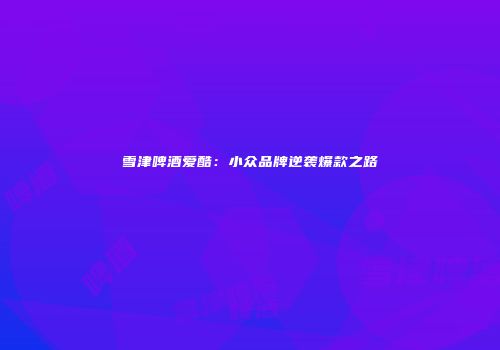 雪津啤酒爱酷：小众品牌逆袭爆款之路