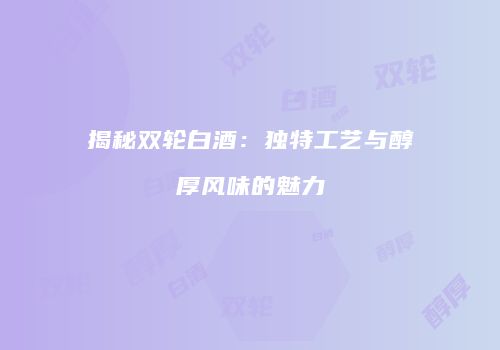 揭秘双轮白酒：独特工艺与醇厚风味的魅力