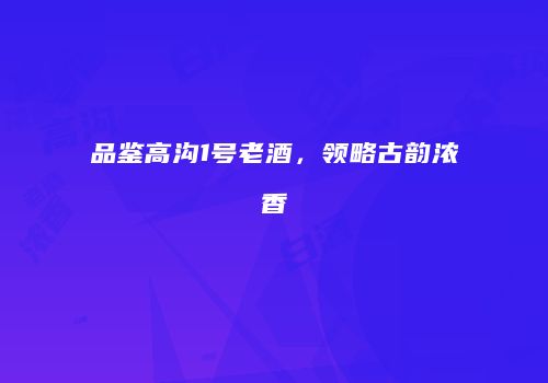 品鉴高沟1号老酒，领略古韵浓香