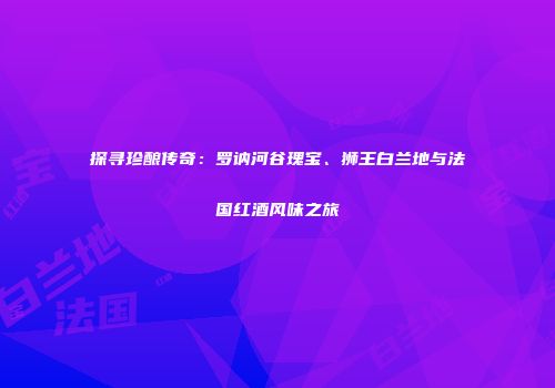 探寻珍酿传奇：罗讷河谷瑰宝、狮王白兰地与法国红酒风味之旅
