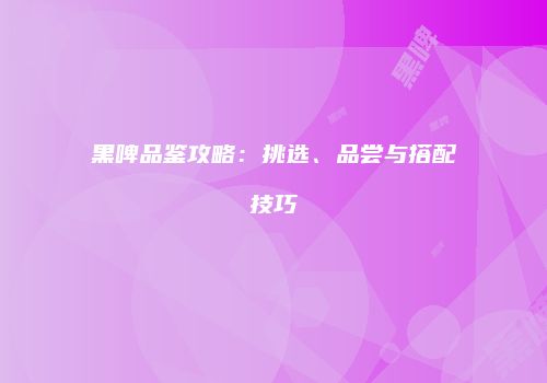 黑啤品鉴攻略：挑选、品尝与搭配技巧