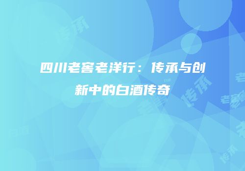 四川老窖老洋行：传承与创新中的白酒传奇
