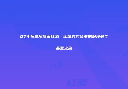 07年布兰尼康蒂红酒，让你的约会变成浪漫豪华品鉴之旅