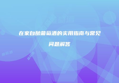 在家自酿葡萄酒的实用指南与常见问题解答