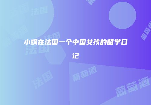 小娟在法国一个中国女孩的留学日记