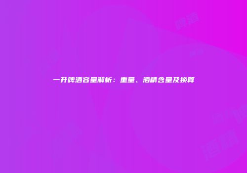 一升啤酒容量解析：重量、酒精含量及换算