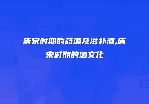 唐宋时期的药酒及滋补酒,唐宋时期的酒文化