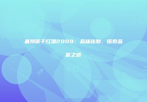 基昂蒂干红酒2009：品味佳酿，探索品鉴之道