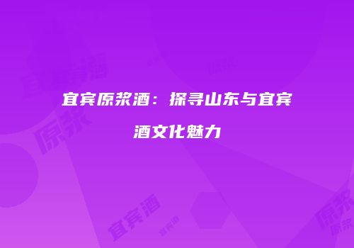 宜宾原浆酒：探寻山东与宜宾酒文化魅力