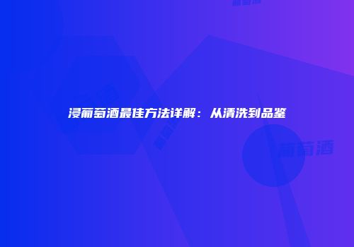 浸葡萄酒最佳方法详解：从清洗到品鉴
