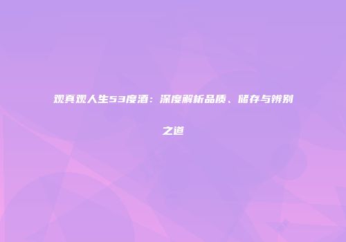 观真观人生53度酒：深度解析品质、储存与辨别之道