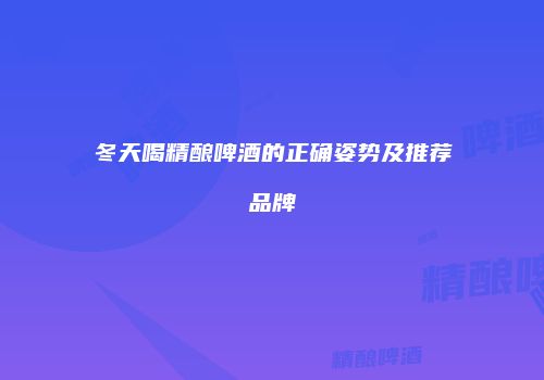 冬天喝精酿啤酒的正确姿势及推荐品牌