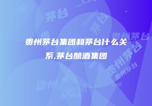 贵州茅台集团和茅台什么关系,茅台酿酒集团