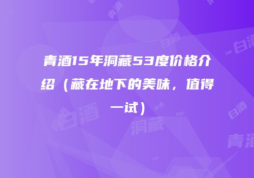 青酒15年洞藏53度价格介绍（藏在地下的美味，值得一试）
