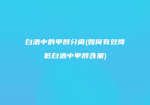 白酒中的甲醇分离(如何有效降低白酒中甲醇含量)