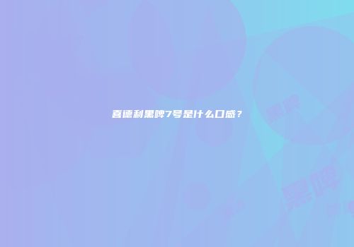喜德利黑啤7号是什么口感？