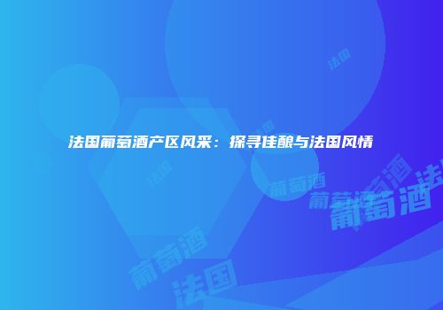 法国葡萄酒产区风采：探寻佳酿与法国风情