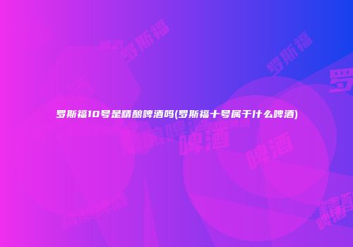 罗斯福10号是精酿啤酒吗(罗斯福十号属于什么啤酒)