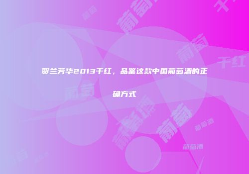 贺兰芳华2013干红，品鉴这款中国葡萄酒的正确方式