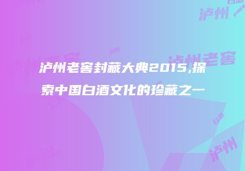 泸州老窖封藏大典2015,探索中国白酒文化的珍藏之一