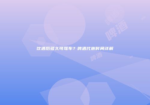 饮酒后多久可驾车？啤酒代谢时间详解