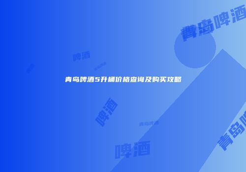 青岛啤酒5升桶价格查询及购买攻略