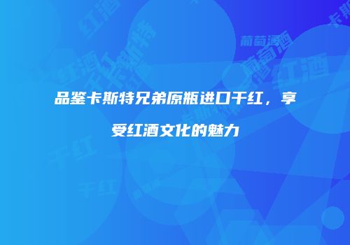 品鉴卡斯特兄弟原瓶进口干红，享受红酒文化的魅力