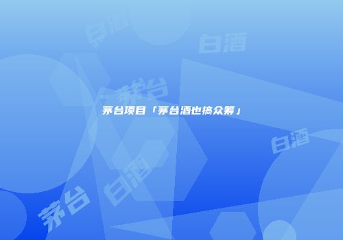 茅台项目「茅台酒也搞众筹」