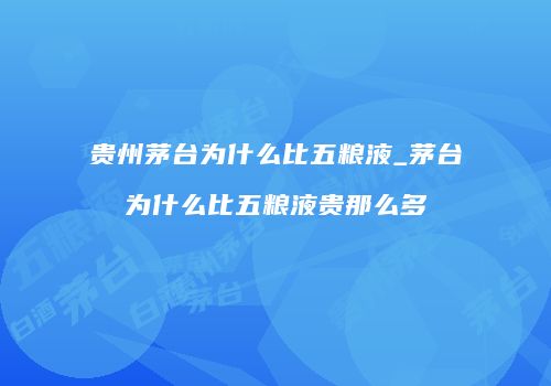 贵州茅台为什么比五粮液_茅台为什么比五粮液贵那么多