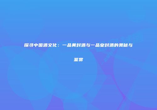 探寻中国酒文化：一品黄封酒与一品皇封酒的奥秘与鉴赏