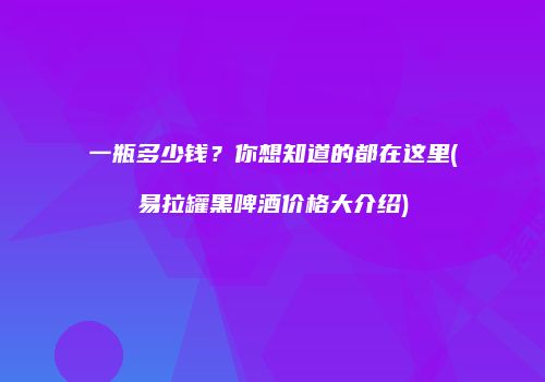 一瓶多少钱？你想知道的都在这里(易拉罐黑啤酒价格大介绍)