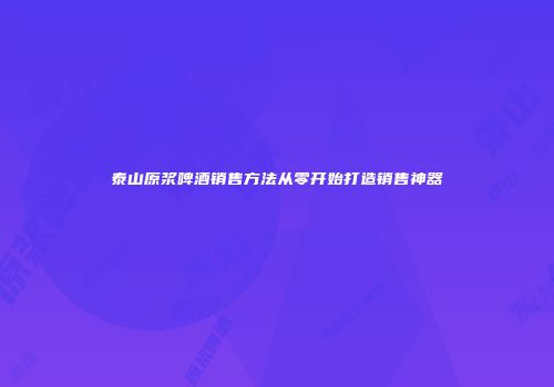 泰山原浆啤酒销售方法从零开始打造销售神器