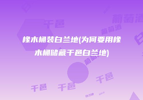 橡木桶装白兰地(为何要用橡木桶储藏干邑白兰地)