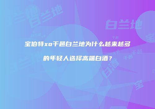 宝伯特xo干邑白兰地为什么越来越多的年轻人选择高端白酒？