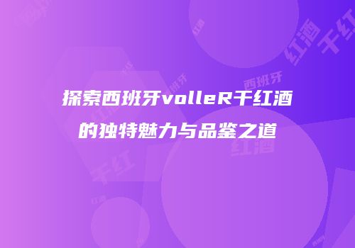 探索西班牙volleR干红酒的独特魅力与品鉴之道