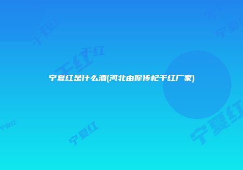 宁夏红是什么酒(河北由你传杞干红厂家)