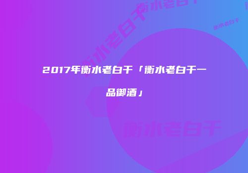 2017年衡水老白干「衡水老白干一品御酒」